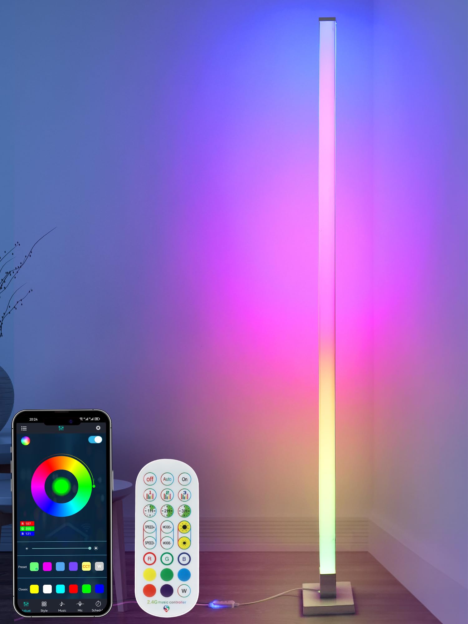 BrizLabs Christmas Corner Floor Lamp, Smart Color Changing LED